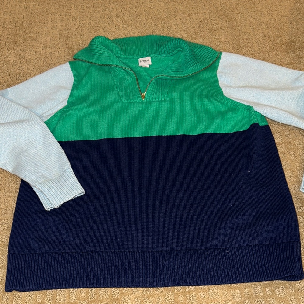 J. crew color block 1/2 zip cotton sweater